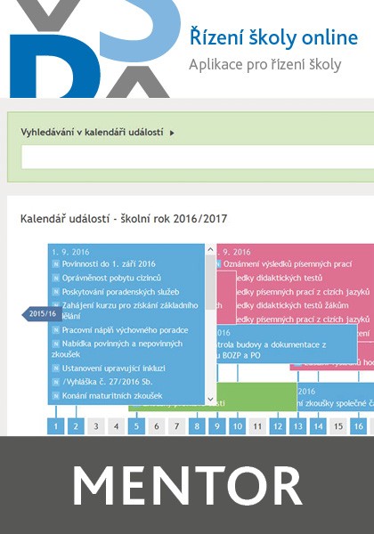 Řízení školy online - aplikace pro řízení školy - balíček Mentor